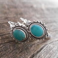 thumbnail image 2 of Grandest Birch 1 Pair Unique Carved Oval Piercing Hoop Earrings Blue Turquoise Bohemia Retro Earrings Jewelry Accessories Alloy Si, 2 of 7