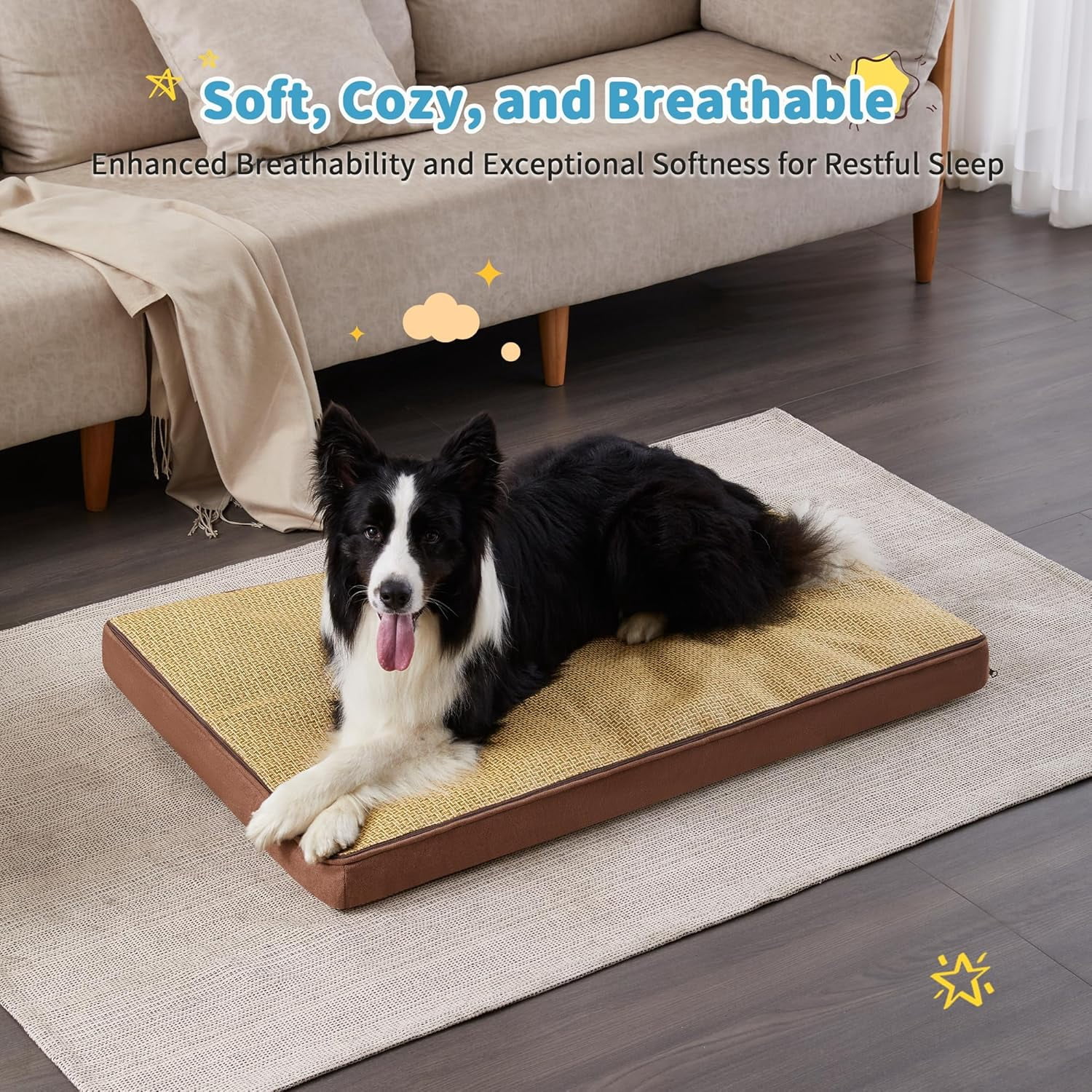 Extra Large 2-in-1 Waterproof Pet Bed with Removable Warm and Cool Covers, Brown
