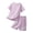 Purple, variant on Girls 2 Piece Short Set Kids Cotton Summer Outfit for Girl Breathable Short Sleeve T-Shirt Elastic Waist Wide Leg Short Pants (Purple, 13-14 Years)