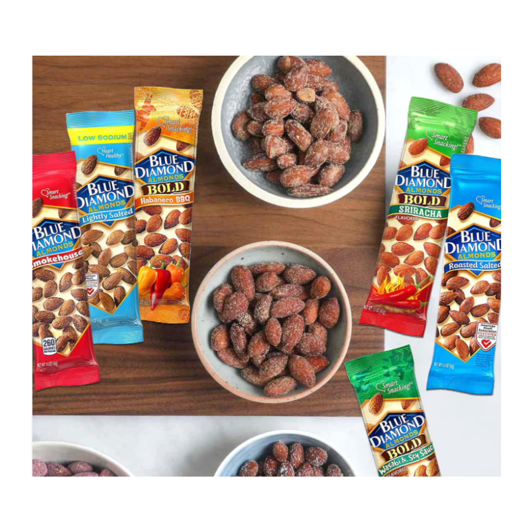 Variety Pack Blue Diamond Almonds - 9 Flavors, 2 Each, 18 Pack, 1.5 oz, Individually Packed for On-the-Go Snacking, Nutritious & Delicious