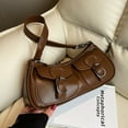 thumbnail image 6 of Yucurem Women Retro Commuting Bag Double Pockets Pu Leather Chic Hobo Bag (Coffee) Fashion shoulder bag (Coffee), 6 of 10