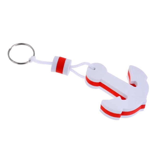 Almencla Boating Foam Floating Key Keychain Gift Toy- Sailing Anchor Shaped White 007