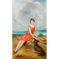 thumbnail image 2 of Adolf Pirsch 10x14 Black Ornate Wood Framed Double Matted Museum Art Print Titled: Portrait of a Young Girl with Her Dog by the Sea, 2 of 5