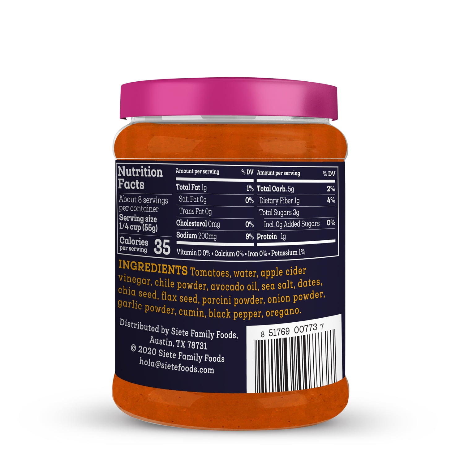 (3 pack) Siete Foods Gluten Free Red Enchilada Sauce, 15 oz. Jar