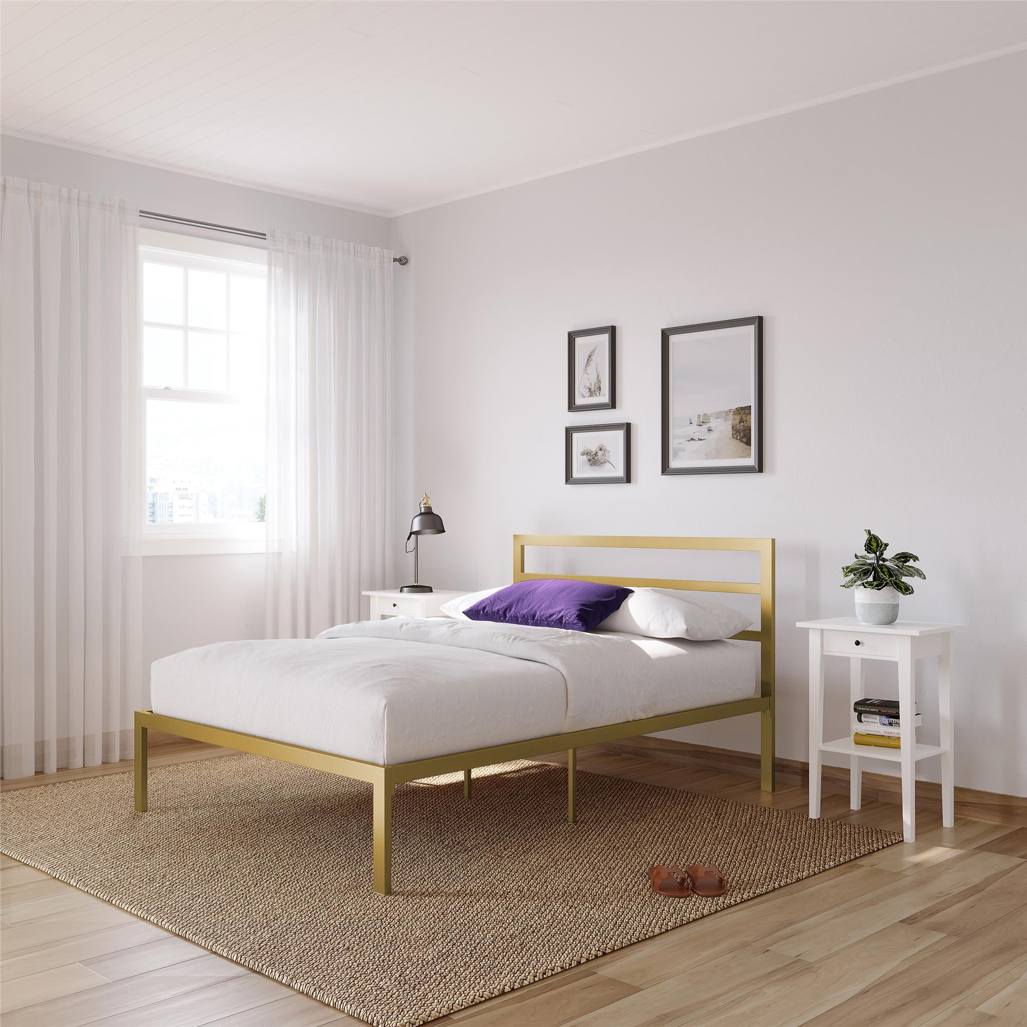 River Street Designs Premium Modern Platform Bed With Headboard, Queen