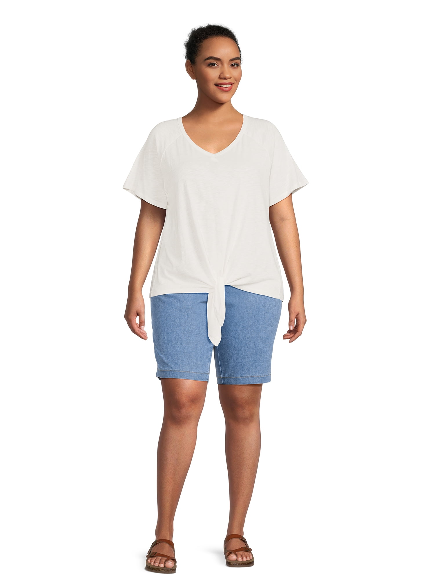 JMS Just My Size by Hanes Women's Plus Pull On 4 Pocket Bermuda Shorts, 11" Inseam, Sizes 0X-4X