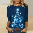 thumbnail image 5 of cocolona Christmas Shirts for Women Crew Neck 3/4 Sleeve T-shirt Plus Size Fall Tops Xmas Tree Print Blouses Graphic Tees Christmas Holiday Gifts, 5 of 5