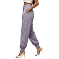 thumbnail image 6 of Women's High Waist Pleated Suit Jogger Pants Tapered Ankle Cuff Dress Trousers Loose Fit Business Casual Work Pants with Pockets Purple, 6 of 6