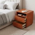 thumbnail image 4 of S-HOME Versatile 20 Inch Nightstand  Curved Design With 2 Drawers And Charging Station Solid Wood Bedside Table For Bedrooms, Walnut, 4 of 13