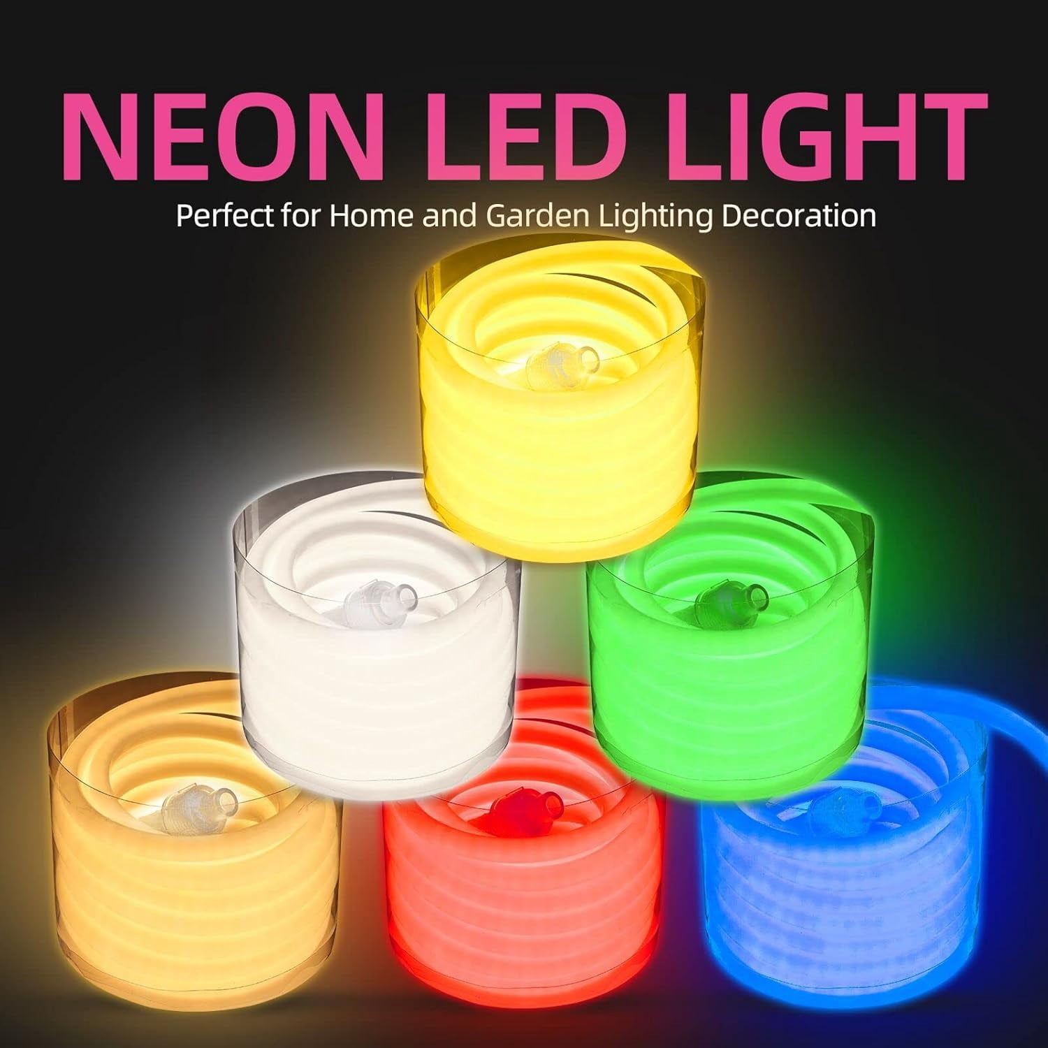 Gold Neon Light Strip 18FT Flexible Neon Rope Lights Indoor Outdoor Led Strip Lights Waterproof 120LEDs/M AC 110VPlug and Neon LED Lights for Bedroom Home Commercial Lighting