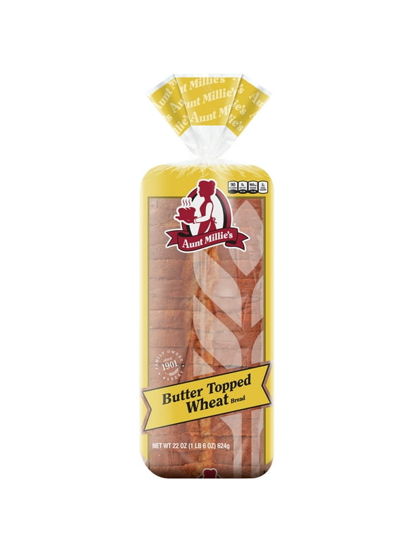 Aunt Millie's Butter Topped Wheat Bread Loaf, 22 oz, 19 Count