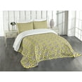 thumbnail image 3 of Ambesonne Garden Quilted Bedspread Set 3 Pcs, Meadow Inspired Spring, Queen Size, Indigo Yellow Taupe, 3 of 5