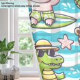 Cute Pig Crocodile Tiger Faux Linen Curtains Semi Sheer 2 Panels Voile