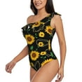 thumbnail image 2 of Gaeub Sunflowers3 Women's One Shoulder Ruffle Tummy Control Swimwear for Swimming Surfing Beach Party - Small, 2 of 8