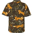 thumbnail image 2 of Cute Corgi Footprint Mens Hawaiian Shirt Short Sleeve Casual Button Up Tropical Summer Beach Shirt, 2 of 9