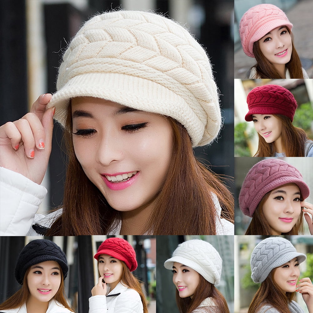peaked knitted hat