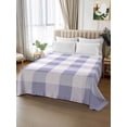 thumbnail image 2 of Purple Plaid Twim XL Size Flat Sheet, Wrinkleproof & Fadeproof Cooling Flat Bed Sheet Only, Spring Summer Farmhouse Buffalo Checkered Breathable Soft Bedding Top Sheets 66 x 102 Inches, 2 of 8