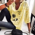 thumbnail image 3 of Blusa de siete mangas con escote en U y costuras con estampado de encaje europeo y americano de Loose desire, 3 of 5