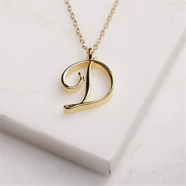 Small Cursive 26 Letter A-Z Alphabet Necklace Logo Tag Symbol English Name Pendant Chain Clavicle Choker