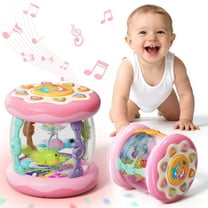 Baby Musical Toys for 1 Year Old, Baby Light Up Toys for 6-12 Months, Rotating Ocean Projector Drums Toys for Infant, Sensory Development Toys for Toddler, Early Educational Toys, Birthday Gift