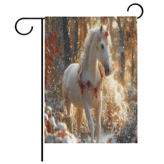 Ryvnso Horse Forest Pattern Garden Flag 12x18 Inch Double Sided Seasonal Yard Decoration