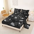 thumbnail image 2 of Castle Fairy Black Hockey Puck Print King Sheets 4pcs, Vintage Sports Pattern Bedding,1 Fitted Sheet, 1 Flat Sheet and 2 Pillowcases, 2 of 6