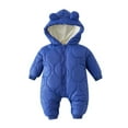thumbnail image 4 of Huowey Baby Snowsuit Winter Thickened Warm Clothes Long Sleeve Hooded One-Piece Jumpsuit Romper For Boys Girls Solid Casual Comfortable Zip Up Coat,Blue,0-3 Months, 4 of 4