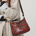 thumbnail image 3 of Stylago Vintage Leather Crossbody Bags Zipper Messenger Tote Shoulder Purses for Women Students Travel Shopping College Handbag Brown, 3 of 7