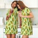 thumbnail image 4 of Fotbe Fresh Corn Bata de Dormir para Mujer con Estampado, Camisón de Algodón de Manga Corta, Ropa de Dormir Casual, 4 of 6