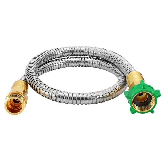 Stainless Steel Leader Hose 5ft with Female-Male Connector, Leakproof Flexible Garden Hose Extender Replacement