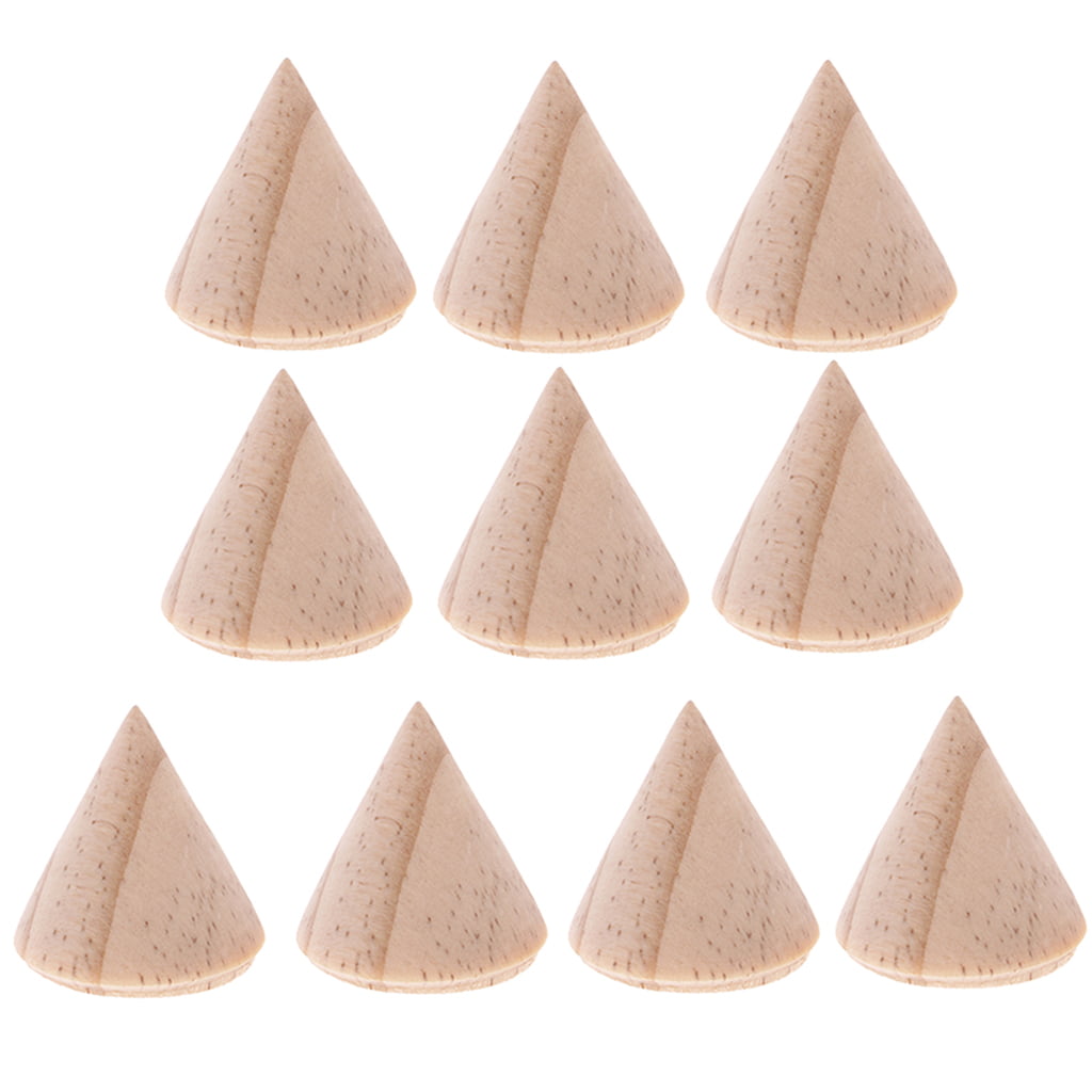 10Pcs Natural Wood Cone Ring Display Unpainted Jewelry Holder Shop Showcase 