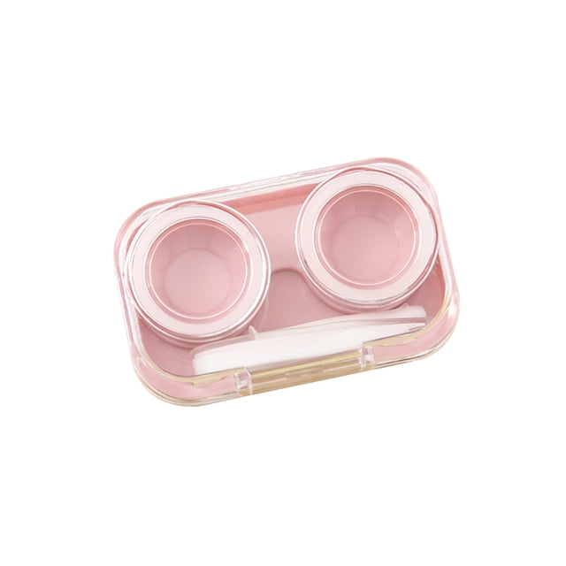 Pink Plastic Contacts Lens Case Portable Travel Storage Box Compact Holder Daily Travel Use