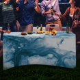 thumbnail image 5 of Xoenoiee Outdoor Tablecloth for 6FT Folding Tables Rectangular Table Cover Protector Washable Polyester Stretch Kitchen Tablecloth Table Skirt, 72L x 30W x 30H Inch, Blue White Marble, 5 of 7