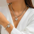thumbnail image 2 of Gold Jewelry Set for Wommen Chunky Heart Necklace and Bracelet Pearl Jewelry Set Dainty Silver Set Non Tarnish, 2 of 6