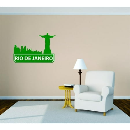 Custom City Wall Map - Custom Wall Decal Rio De Janeiro Brazil United States Major City Geographical Map Landmark - Vinyl Wall Decal - 30x30