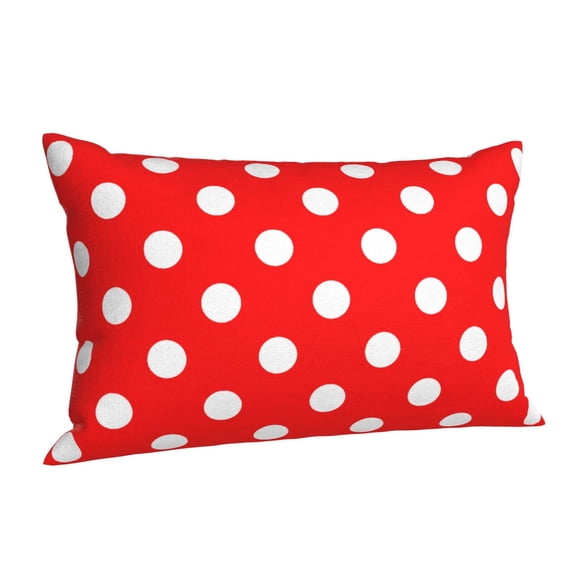 Polka Dot Red Rectangle Throw Pillow Cover Cushion Case Hidden Zipper Home Decorative Pillowcase Printed 20"x30"