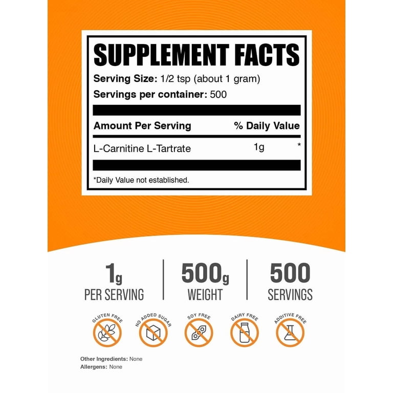 l carnitine limit per day BulkSupplements L-Carnitine L-Tartrate Powder, 1g Serving - 100 Grams (3.5 oz) Flavour:Litchi Optimal Health Systems - XX