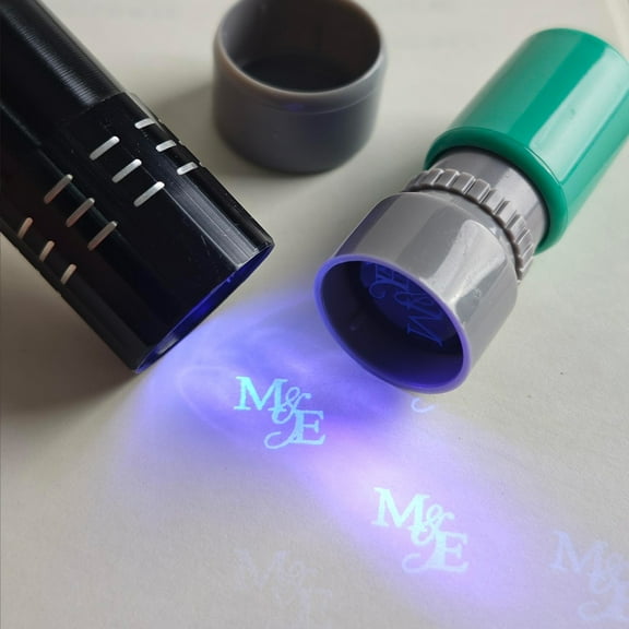 ARLUCKAT Custom Fluorescent Stamp For Paper Green Plastic Self inking Size 30mm Logo Custom