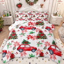 Castle Fairy Red Truck Boy Girl Bedding Comforter Set 2pcs,Christmas Flower Tree Twin Comforter Sets Microfiber,Xmas Festival Breathable Bedding Set,Luxury Bedroom Decor,Reversible