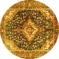 thumbnail image 1 of Ahgly Company Machine Washable Indoor Round Medallion Yellow Traditional Area Rugs, 4' Round, 1 of 4
