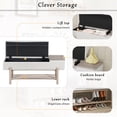 thumbnail image 4 of GZXS Upholstered Bench with Padded Seat, Hidden Storage, Open Shelf and Solid Rubberwood Legs, for Entrance, Hallway, Bedroom, Living Room, 47.24-Inches, Natural, 4 of 10