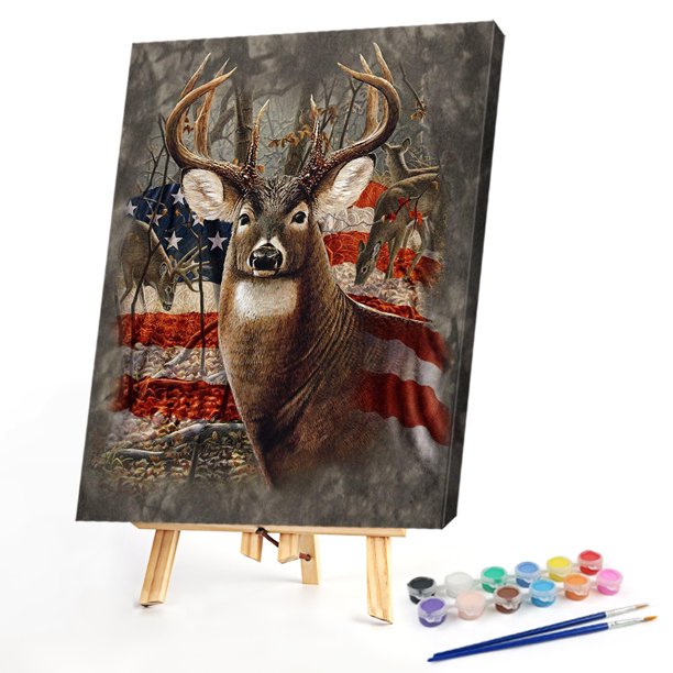 Cuadros Decorativos Kit de pintura DIY por número serie de animales ciervos sin marco para decoración del hogar Wdftyju embutido en tela
