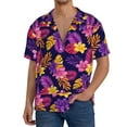 thumbnail image 3 of Disketp Men's Hawaiian Purple Flower Print Shirts Button Down Holiday Beach Shirts-Medium, 3 of 7