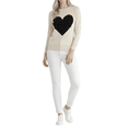 thumbnail image 5 of YEMAK Women's Love Heart Chenille Crewneck 3/4 Sleeve Casual Pullover Sweater MK3595-OAT/BLK-S, 5 of 6