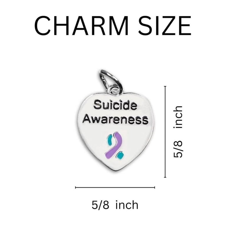 Suicide Awareness Bracelet – Teal & Purple Heart Retractable Charm Bracelet, Hope Faith Love, Gift Box