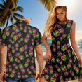 thumbnail image 4 of Garronmavis Matching Beach Outfits for Couples Mens Short Sleeve Shirt Summer Beach Shirts Size L and Women Beach Vacation Casual Sundress Black Pineapple Tank Dress, 4 of 7