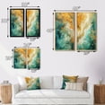 thumbnail image 4 of Designart "Morning Serenity Gold and Teal Marble I" Abstract Painting Framed Wall Art Set Of 2 - Modern Gold Framed Canvas Set For Living Room Decor, 4 of 6