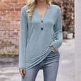 thumbnail image 2 of Ketyyh-chn99 Women T Shirts Autumn Fashion Casual T-Shirt Blouse Light Blue,L, 2 of 5