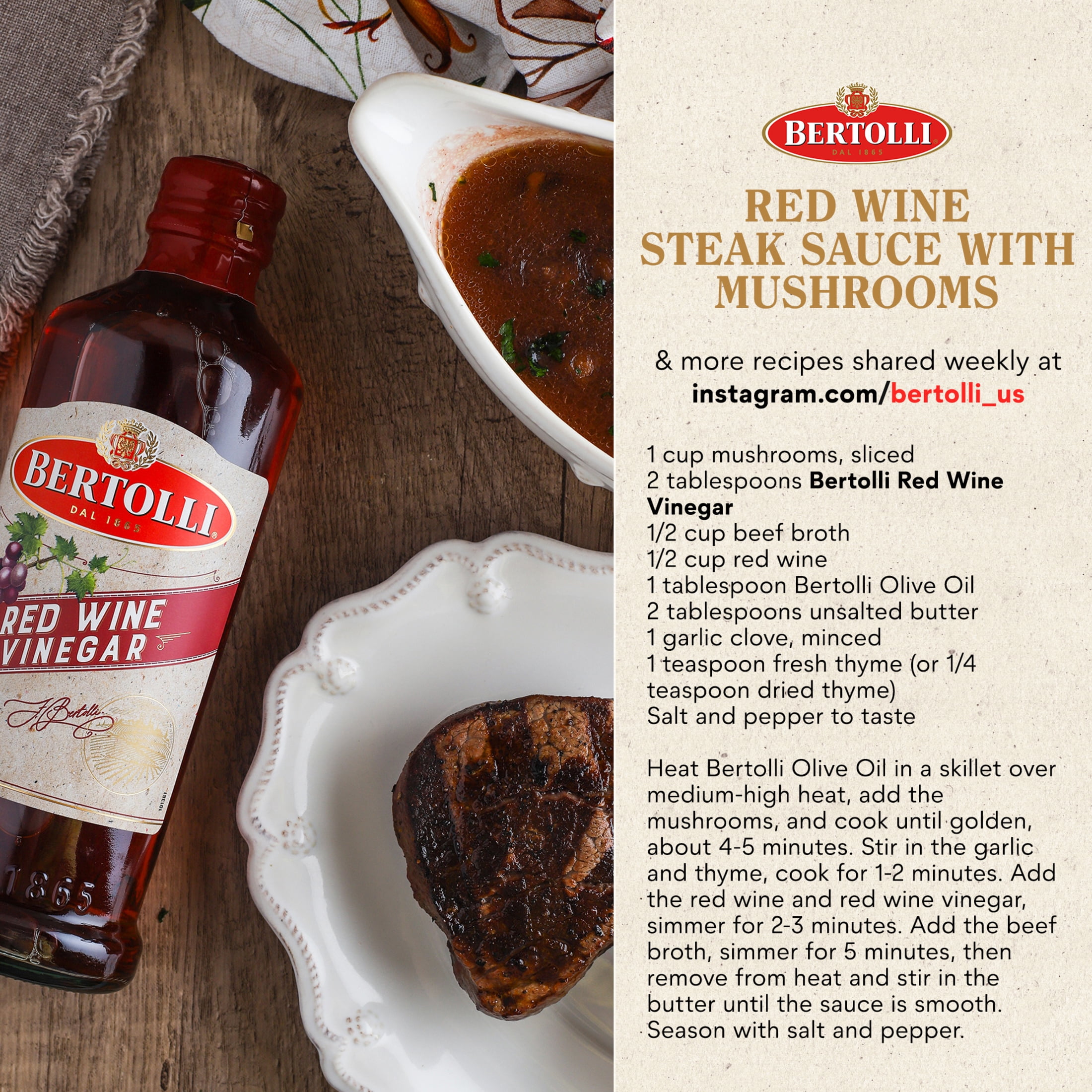 (3 pack) Bertolli Red Wine Vinegar, 16.9 oz