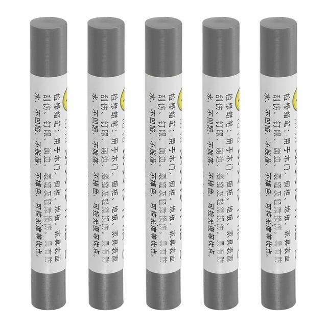 Crayones de reparación de muebles, barra de relleno de cera, 5 marcadores de retoque, gris francés